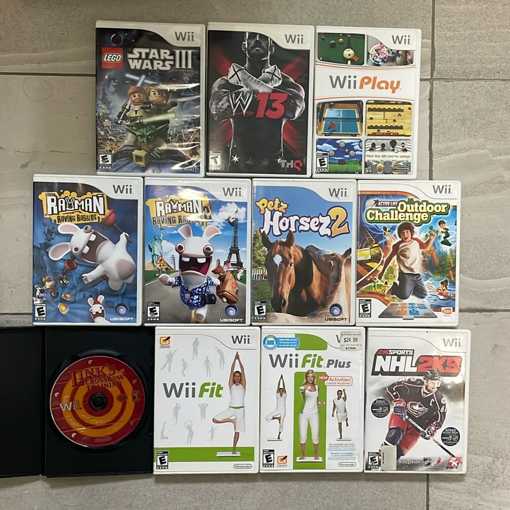 Nintendo Wii Games Lot. Rayman, Wii Fit, Wii Play,‎ Sports, Link, Horsez 2